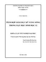 Tích hợp giáo dục kỹ năng sống trong dạy học sinh học 12