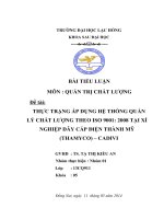 THỰC TRẠNG ÁP DỤNG HỆ THỐNG QUẢN LÝ CHẤT LƯỢNG THEO ISO 9001 2008 TẠI XÍ NGHIỆP DÂY CÁP ĐIỆN THÀNH MỸ (THAMYCO) – CADIVI