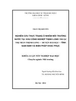 Nghiên cứu thực trạng ô nhiễm môi trường nước tại khu công nghiệp thịnh long thuộc thị trấn thịnh long, huyện hải hậu, tỉnh nam định và biện pháp khắc phục