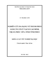 Nghiên cứu đa dạng về thành phần loài cây có củ tại xã cao minh, thị xã phúc yên, tỉnh vĩnh phúc