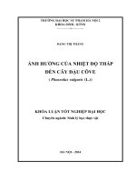 Ảnh hưởng của nhiệt độ thấp đến cây đậu côve (phaseolus vulgaris (l )