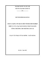 Chất lượng tín dụng đối với doanh nghiệp nhỏ và vừa tại Ngân hàng TMCP Sài Gòn Công thương Chi nhánh Lào Cai