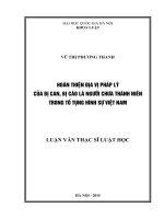 [ Bản Full ] Hoàn thiện địa vị pháp lý của bị can, bị cáo là người chưa thành niên trong tố tụng hình sự Việt Nam