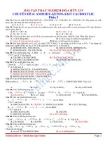 Bài tập trắc nghiệm có đáp án chuyên đề anđehit, xeton, axit cacboxylic