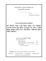 SÁNG KIẾN KINH NGHIỆM  SỬ  DỤNG  BÀI  TẬP  HÓA  HỌC  CÓ  NHIỀU  CÁCH  GIẢI  ĐỂ  RÈN  LUYỆN  TƢ  DUY  CHO  HỌC SINH LỚP 12  Ở  TRƢỜNG TRUNG HỌC  PHỔ THÔNG