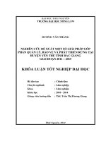 Nghiên cứu đề xuất một số giải pháp góp phần quản lý, bảo vệ và phát triển rừng tại huyện Yên Thế Tỉnh Bắc Giang giai đoạn 2011 - 2015