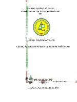 LẬP DỰ ÁN CHO CƠ SỞ DỊCH VỤ VỆ SINH NHÂN SANH