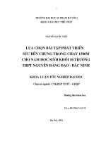 Lựa chọn bài tập phát triển sức bền chung trong chạy 1500M cho nam học sinh khối 10 trường THPT Nguyễn Đăng Đạo - Bắc Ninh