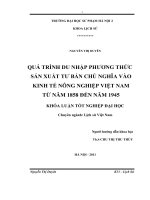 Quá trình du nhập phương thức sản xuất tư bản chủ nghĩa vào kinh tế nông nghiệp Việt Nam từ năm 1858 đến năm 1945 (KL03838)