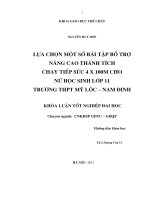 Lựa chọn một số bài tập bổ trợ nâng cao thành tích chạy tiếp sức 4 x 100m cho nữ học sinh lớp 11 trường THPT Mỹ Lộc - Nam Định