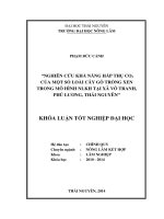 Nghiên cứu khả năng hấp thụ CO của một số loài cây gỗ trồng xen trong mô hình NLKH tại xã Vô Tranh, Phú Lương Thái Nguyên