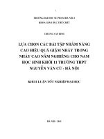 Lựa chọn các bài tập nhằm nâng cao hiệu quả giậm nhảy trong nhảy cao nằm nghiêng cho nam học sinh khối 11 trường THPT Nguyễn Văn Cừ - Hà Nội