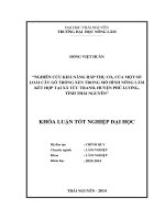 Nghiên cứu khả năng hấp thụ CO của một số loài cây gỗ trồng xen trong mô hình Nông lâm kết hợp tại xã Tức Tranh, huyện Phú Lương tỉnh Thái Nguyên.