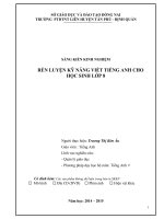 SÁNG KIẾN KINH NGHIỆM  RÈN LUYỆN KỸ NĂNG VIẾT TIẾNG ANH CHO HỌC SINH LỚP 8