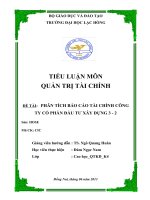 TIỂU LUẬN MÔN QUẢN TRỊ TÀI CHÍNH PHÂN TÍCH BÁO CÁO TÀI CHÍNH CÔNG TY CỔ PHẦN ĐẦU TƯ XÂY DỰNG 3 - 2