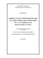 Nghiên cứu đặc tính sinh dược học của một số phân đoạn dịch chiết từ lá cây khoai lang (Ipomoea batatas (L) Poir.)