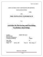 SÁNG KIẾN KINH NGHIỆM  Activities for Reviewing and Enriching Vocabulary Knowledge