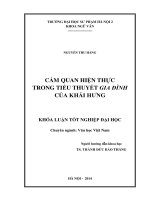 Cảm quan hiện thực trong tiểu thuyết Gia đình của Khái Hưng (KL06785)