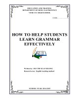 SÁNG KIẾN KINH NGHIỆM  HOW TO HELP STUDENTS LEARN GRAMMAR EFFECTIVELY