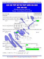 Đáp án chi tiết kì thì THPT môn Hóa 2015