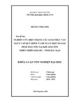 Nghiên cứu hiện trạng các loài thực vật nguy cấp quý hiếm và đề xuất một số giải pháp bảo tồn tại Khu bảo tồn thiên nhiên Kim Hỷ - tỉnh Bắc Kạn