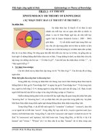 EPISTEMOLOGY OR THEORY OF KNOWNLEDGE