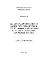 Lựa chọn và ứng dụng một số bài tập phát triển sức mạnh tốc độ cho đội tuyển bóng đá nam khối 11 trường THPT Yên Phong 1 - Bắc Ninh