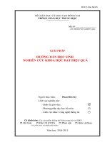 SÁNG KIẾN KINH NGHIỆM  HƯỚNG DẪN HỌC SINH  NGHIÊN CỨU KHOA HỌC ĐẠT HIỆU QUẢ