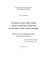 Vệ sinh an toàn thực phẩm ở một số trường mầm non huyện Trực Ninh - tỉnh Nam Định
