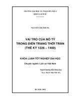Vai trò của nô tỳ trong điền trang thời Trần (thế kỷ 1226 - 1400) (KL06530)