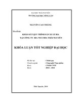 Khảo sát quy trình sản xuất bia tại công ty bia Vicoba Thái Nguyên