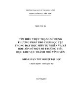 Tìm hiểu thực trạng việc sử dụng phương pháp trò chơi học tập trong dạy học môn tự nhiên và xã hội lớp 2 ở một số trường tiểu học khu vực Thành phố Vĩnh Yên