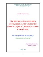 Tìm hiểu khả năng nhận diện và phân biệt các từ loại cơ bản (Danh từ, động từ, tính từ) của học sinh tiểu học