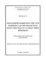 Hoạch định marketing thẻ ATM harmony tại chi nhánh ngân hàng TMCP đầu tư và phát triển bình định
