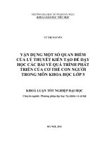 Vận dụng một số quan điểm của lý thuyết kiến tạo để dạy học các bài về quá trình phát triển của cơ thể con người môn khoa học lớp 5