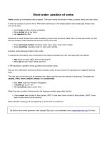 Word order position of verbs
