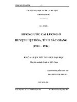 Hương ước cải lương ở huyện Hiệp Hòa, tỉnh Bắc Giang ( 1921 - 1942)