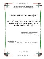 SÁNG KIẾN KINH NGHIỆM  MỘT SỐ TRÒ CHƠI GIÚP PHÁT TRIỂN  NGÔN NGỮ CHO HỌC SINH CHẬM  PHÁT TRIỂN TRÍ TUỆ