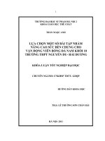 Lựa chọn một số bài tập nhằm nâng cao sức bền chung cho vận động viên bóng đá nam khối 10 trường THPT Nguyễn Du - Hải Dương