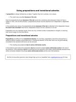 Using prepositions and transitional adverbs