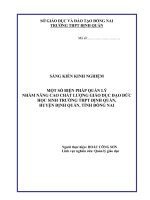 SÁNG KIẾN KINH NGHIỆM   MỘT SỐ BIỆN PHÁP QUẢN LÝ  NHẰM NÂNG CAO CHẤT LƯỢNG GIÁO DỤC ĐẠO ĐỨC  HỌC SINH TRƯỜNG THPT ĐỊNH QUÁN,  HUYỆN ĐỊNH QUÁN, TỈNH ĐỒNG NAI