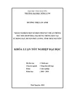 Khảo nghiệm một số biện pháp kỹ thuật phòng trừ mối (Isoptera) hại rừng trồng Keo tại xã Động Đạt, huyện Phú Lương, tỉnh Thái Nguyên