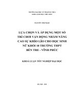 Lựa chọn và áp dụng một số trò chơi vận động nhằm nâng cao sự khéo kéo cho học sinh nữ khối 10 trường THPT Bến Tre - Vĩnh Phúc