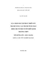 Lựa chọn bài tập phát triển sức nhanh nâng cao thành tích chạy 100M cho nữ đội tuyển điền kinh trường THPT Yên Dũng số 2 - Bắc Giang