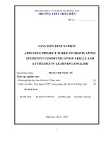 SÁNG KIẾN KINH NGHIỆM  APPLYING PROJECT WORK TO MOTIVATING STUDENTS COMMUNICATION SKILLS AND ATTITUDES IN LEARNING ENGLISH