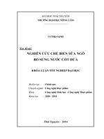 Nghiên cứu chế biến sữa ngô bổ sung nước cốt dừa.