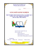 Sáng kiến kinh nghiệm  MỘT SỐ BIỆN PHÁP NHẰM NÂNG CAO HIỆU QUẢ CÔNG TÁC CHỦ NHIỆM Ở TRƯỜNG  TRUNG HỌC PHỔ THÔNG