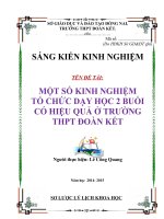 Sáng kiến kinh nghiệm  MỘT SỐ KINH NGHIỆM  TỔ CHỨC DẠY HỌC 2 BUỔI  CÓ HIỆU QUẢ Ở TRƯỜNG THPT ĐOÀN KẾT