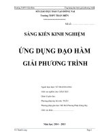 Sáng kiến kinh nghiệm  ỨNG DỤNG ĐẠO HÀM GIẢI PHƯƠNG TRÌNH