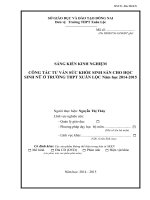 Sáng kiến kinh nghiệm  CÔNG TÁC TƯ VẤN SỨC KHỎE SINH SẢN CHO HỌC SINH NỮ Ở TRƯỜNG THPT XUÂN LỘC Năm học 20142015